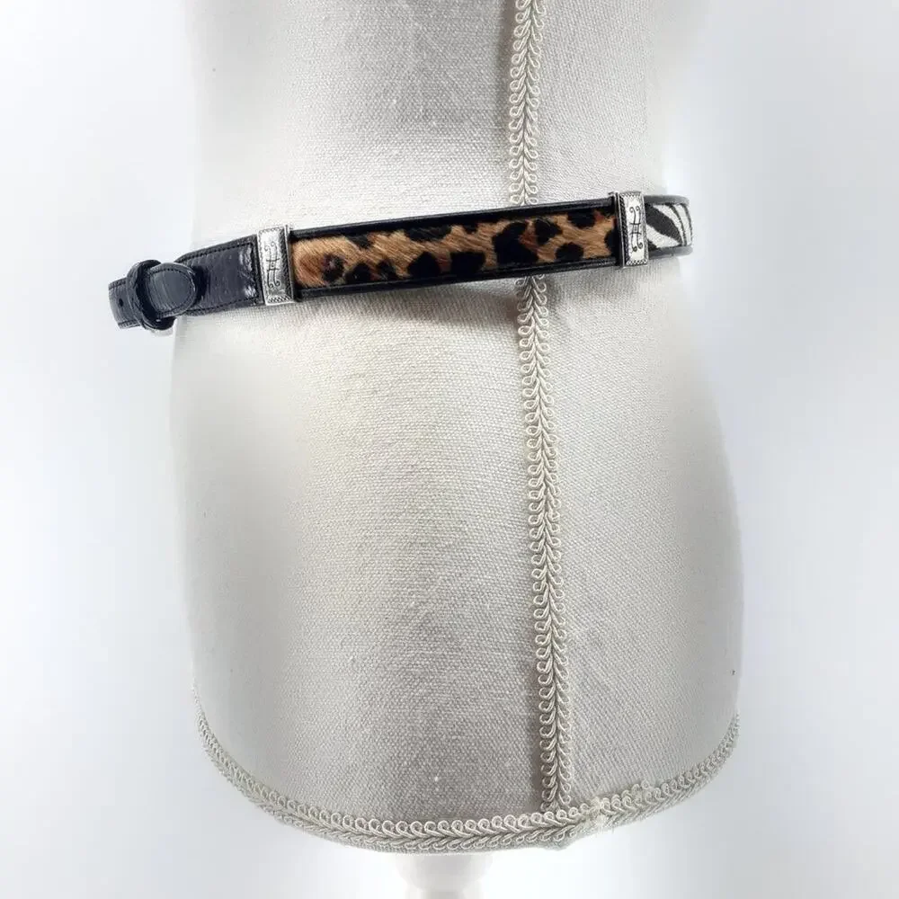 Vintage Brighton Calf Hair Fur Zebra leopard Croc Medium Belt M